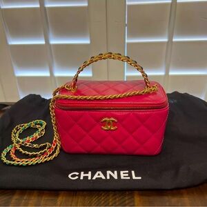 Chanel Hot Pink Multi Color Cord Top Handle Vanity